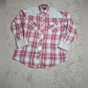 Roper Men's Red Gray  PAINT PLAID WESTERN SHIRT w/ Snaps Size XL